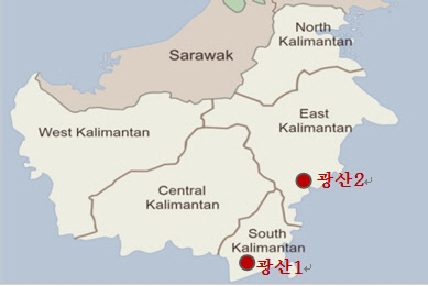 인도네시아 'BSSR석탄광' 위치도.